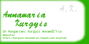 annamaria kurgyis business card